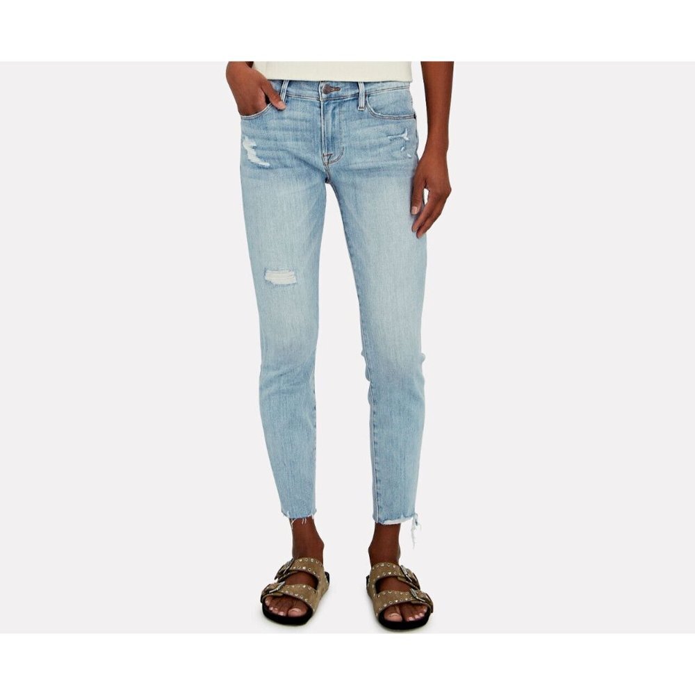 FRAME Le Skinny de Jeanne Crop Distressed Jeans Women Size‎ 25